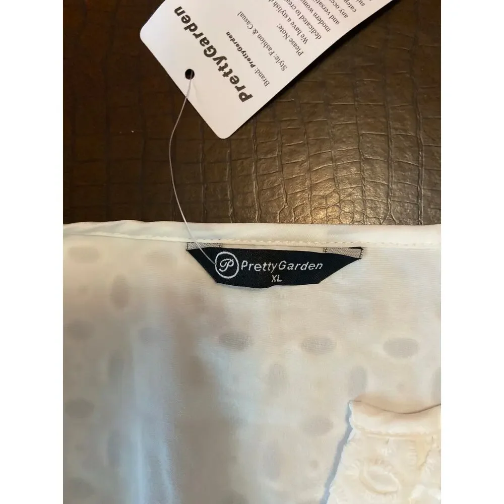 Pretty Garden white eyelet lace fully lined tiered maxi dress W - Picture 7 of 13